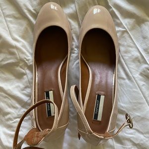 Light blush pink Patton shoes. Ankle buckle.